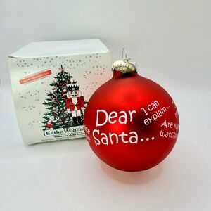 Käthe Wohlfahrt Red Glass Ball Christmas Ornament 3”